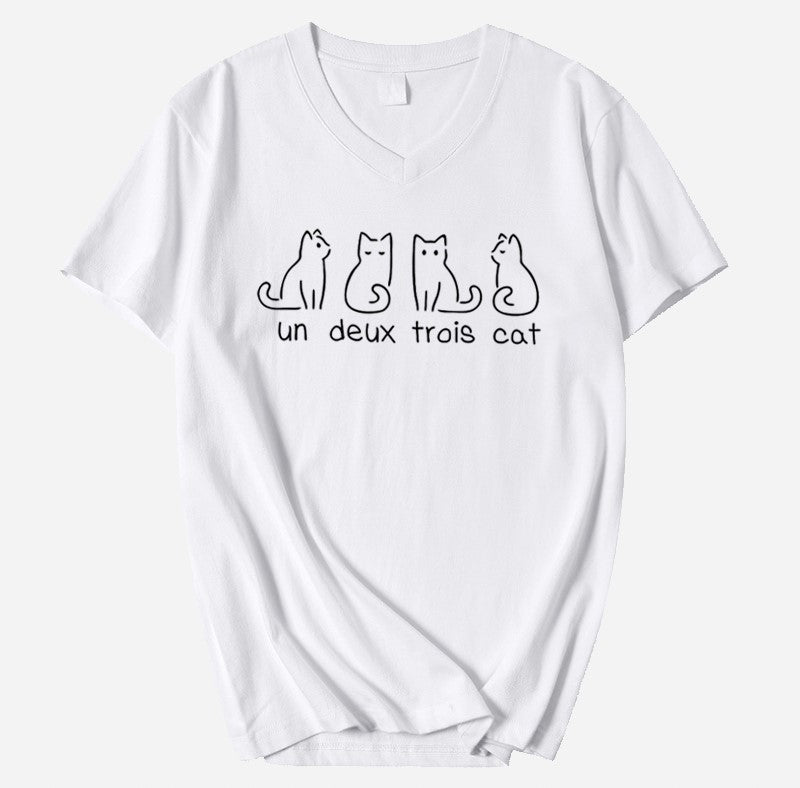 Un Deux Trois Cat V-Neck