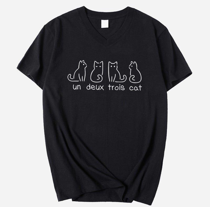 Un Deux Trois Cat V-Neck