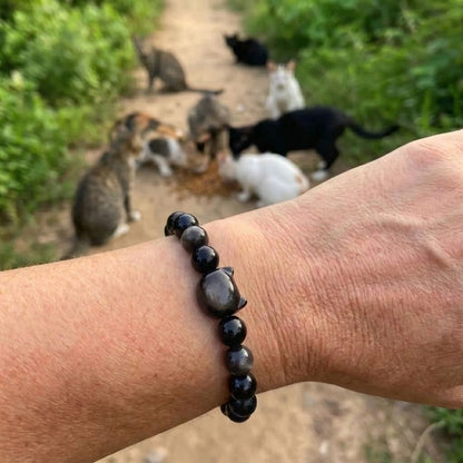 Obsidian Cat Bracelet