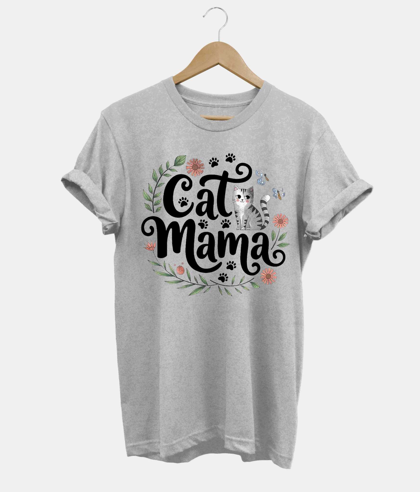 Cat Mama t-shirt in grey