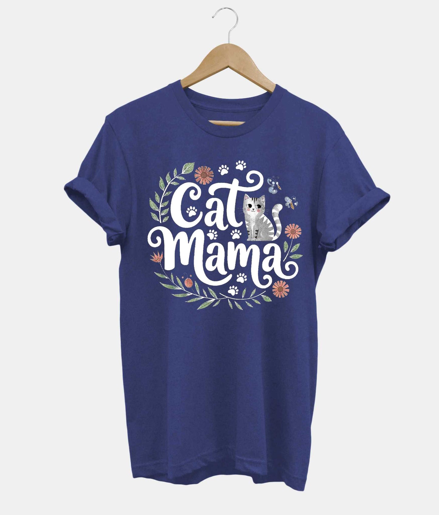 Cat Mama t-shirt in navy