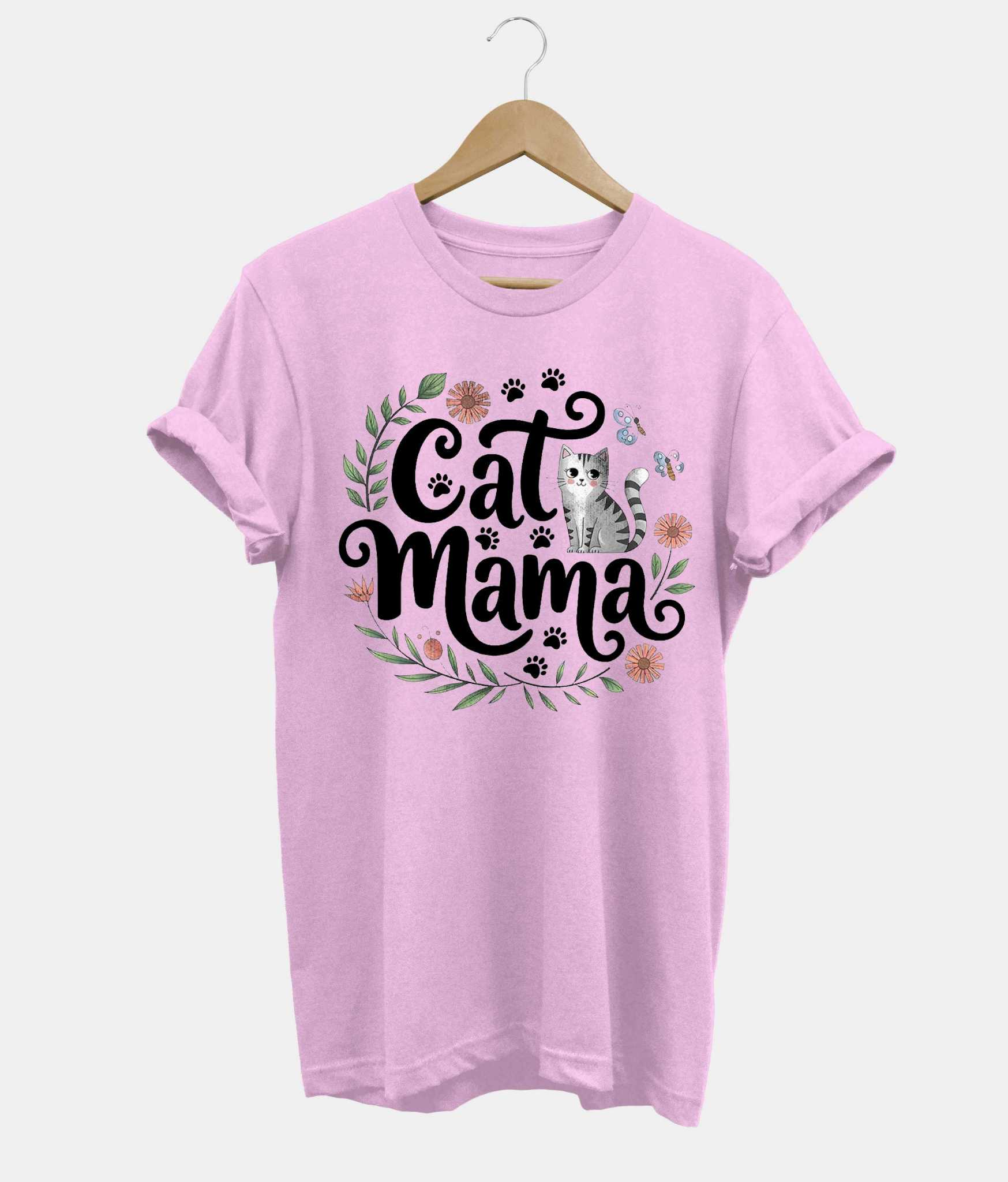 Cat Mama t-shirt in pink