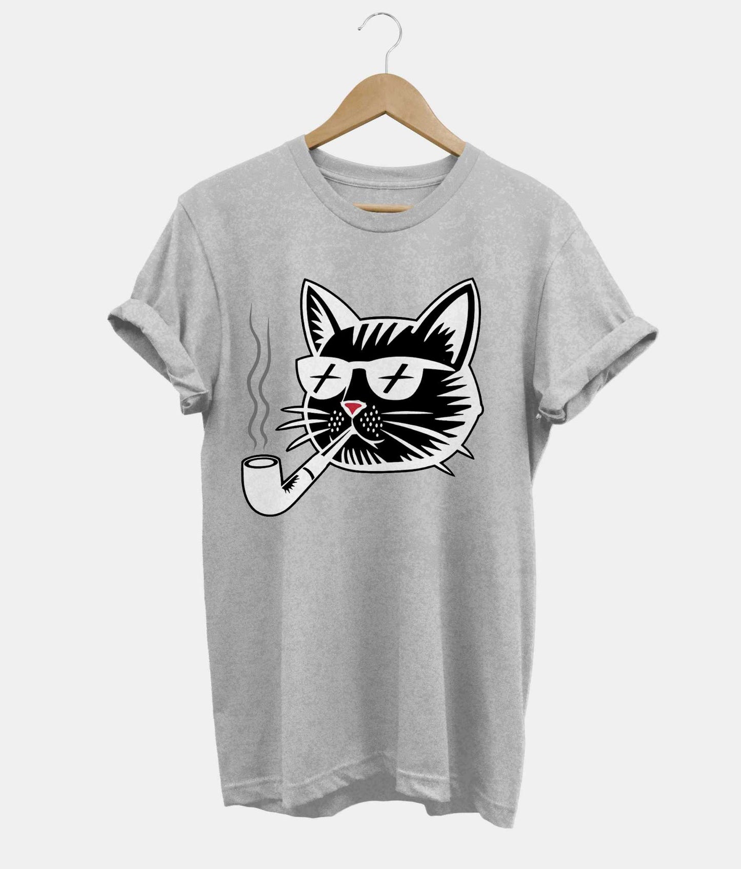 Cat Pipe t-shirt in grey