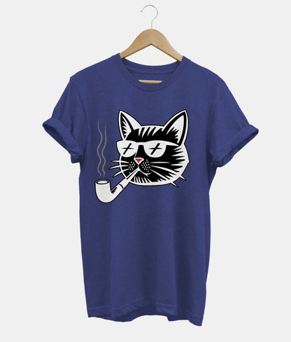 Cat Pipe t-shirt in navy