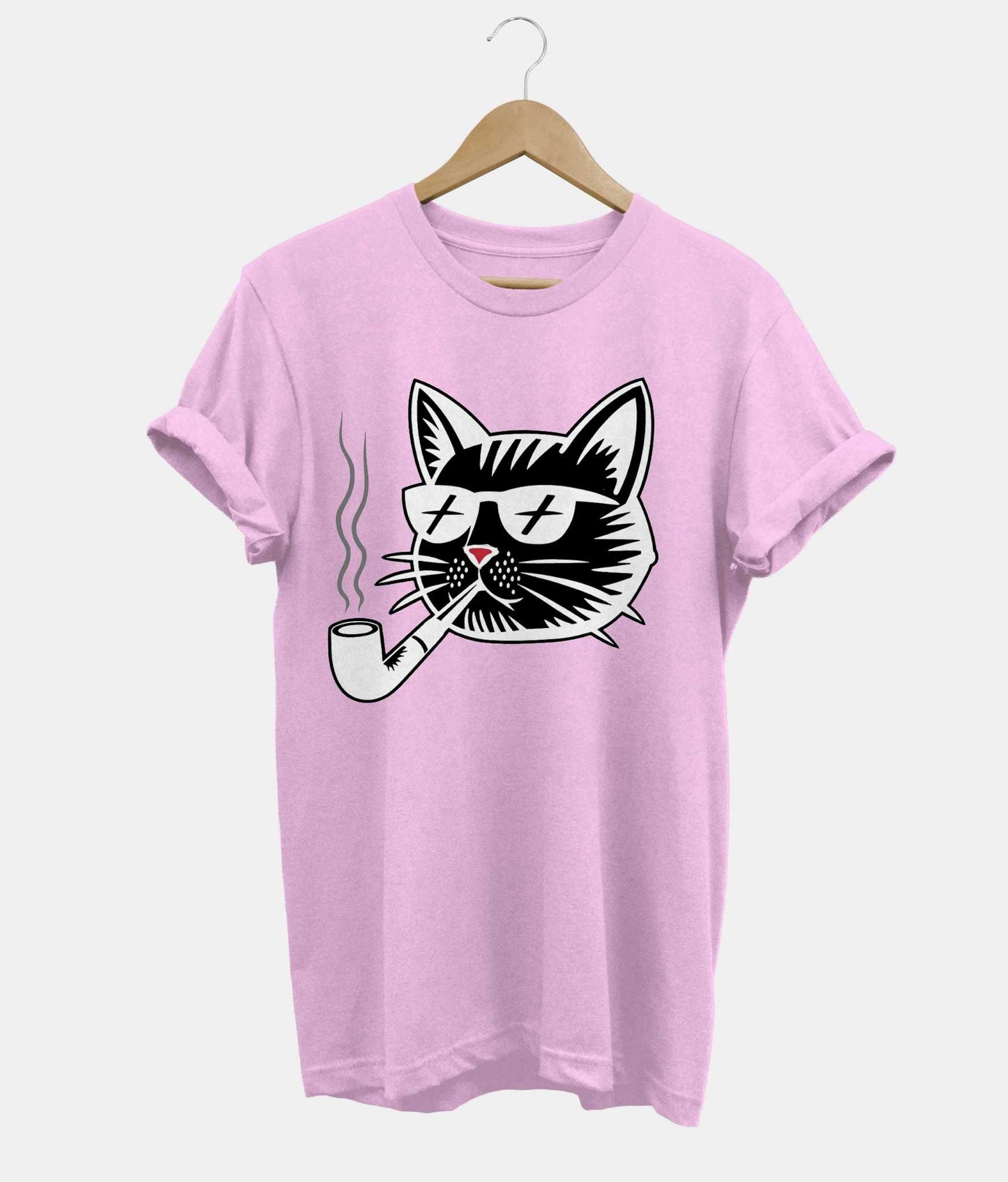 Cat Pipe t-shirt in pink