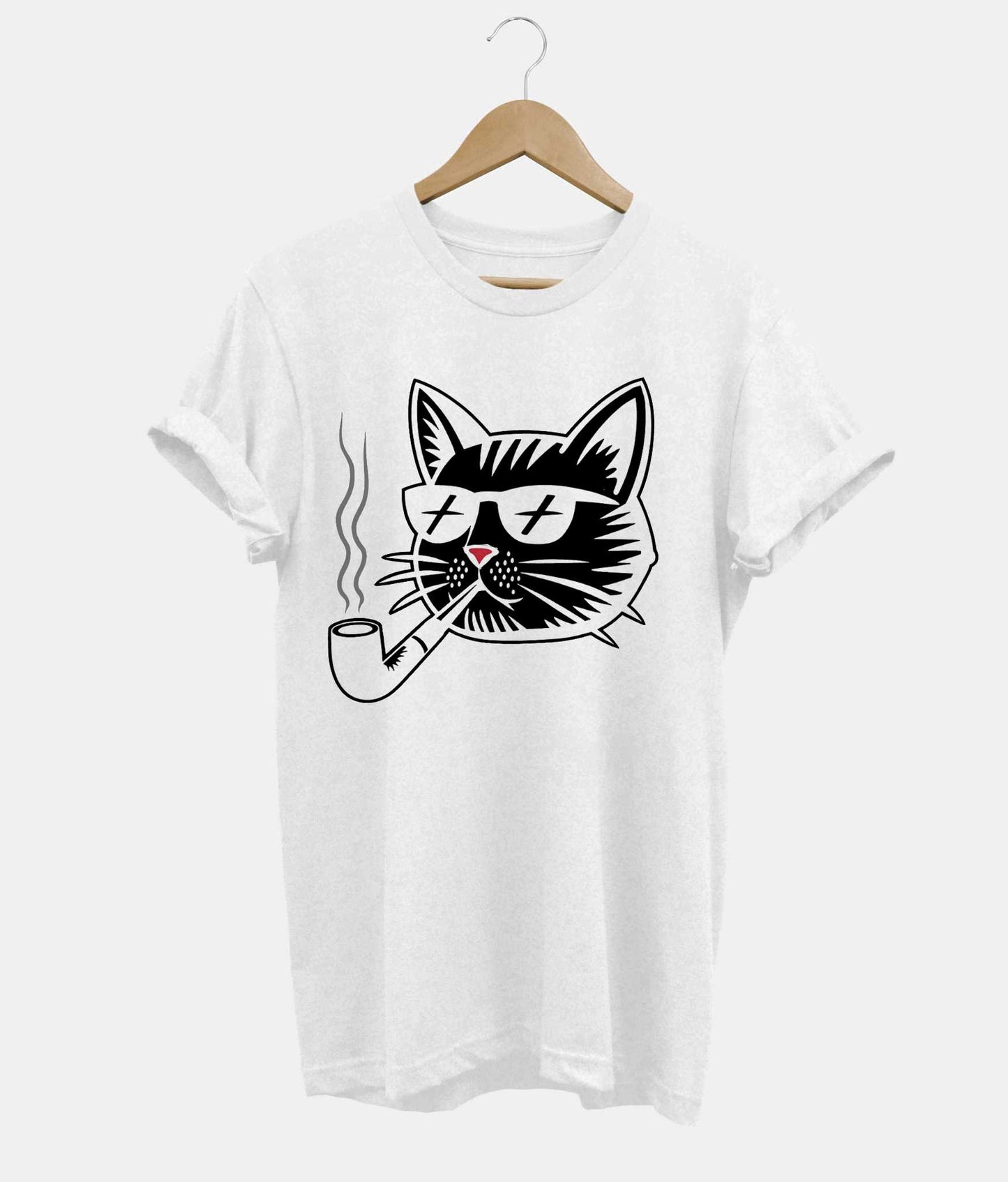 Cat Pipe t-shirt in white