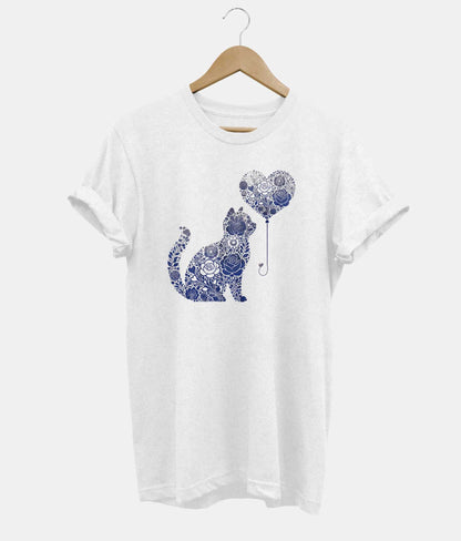 Flower Heart Cat t-shirt in white