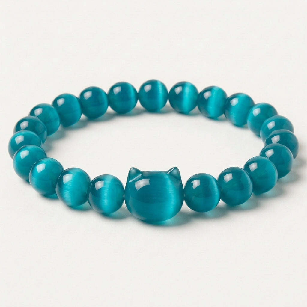 Lagoon Teal cat's eye cat bracelet