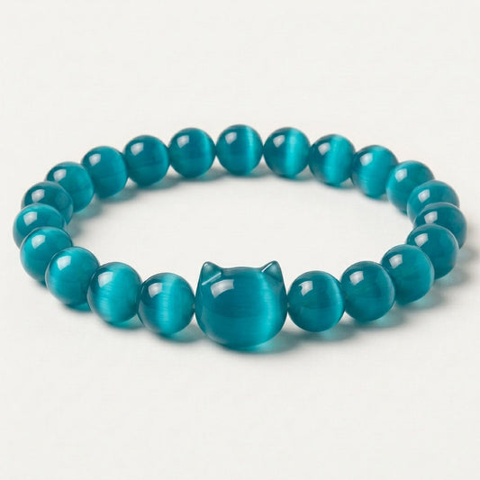 Lagoon Teal cat's eye cat bracelet