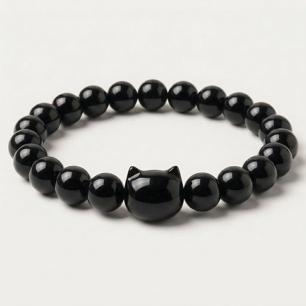 Midnight Black cat's eye cat bracelet