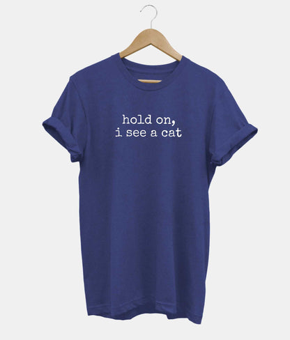 Hold On I See A Cat t-shirt in navy