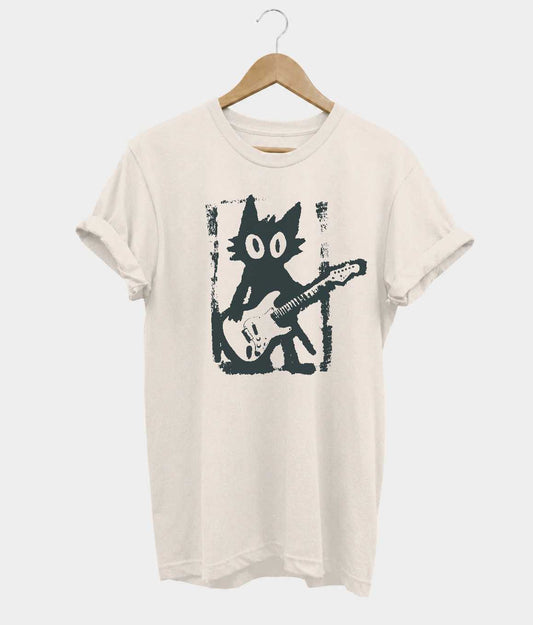 Rock Star Cat t-shirt in beige