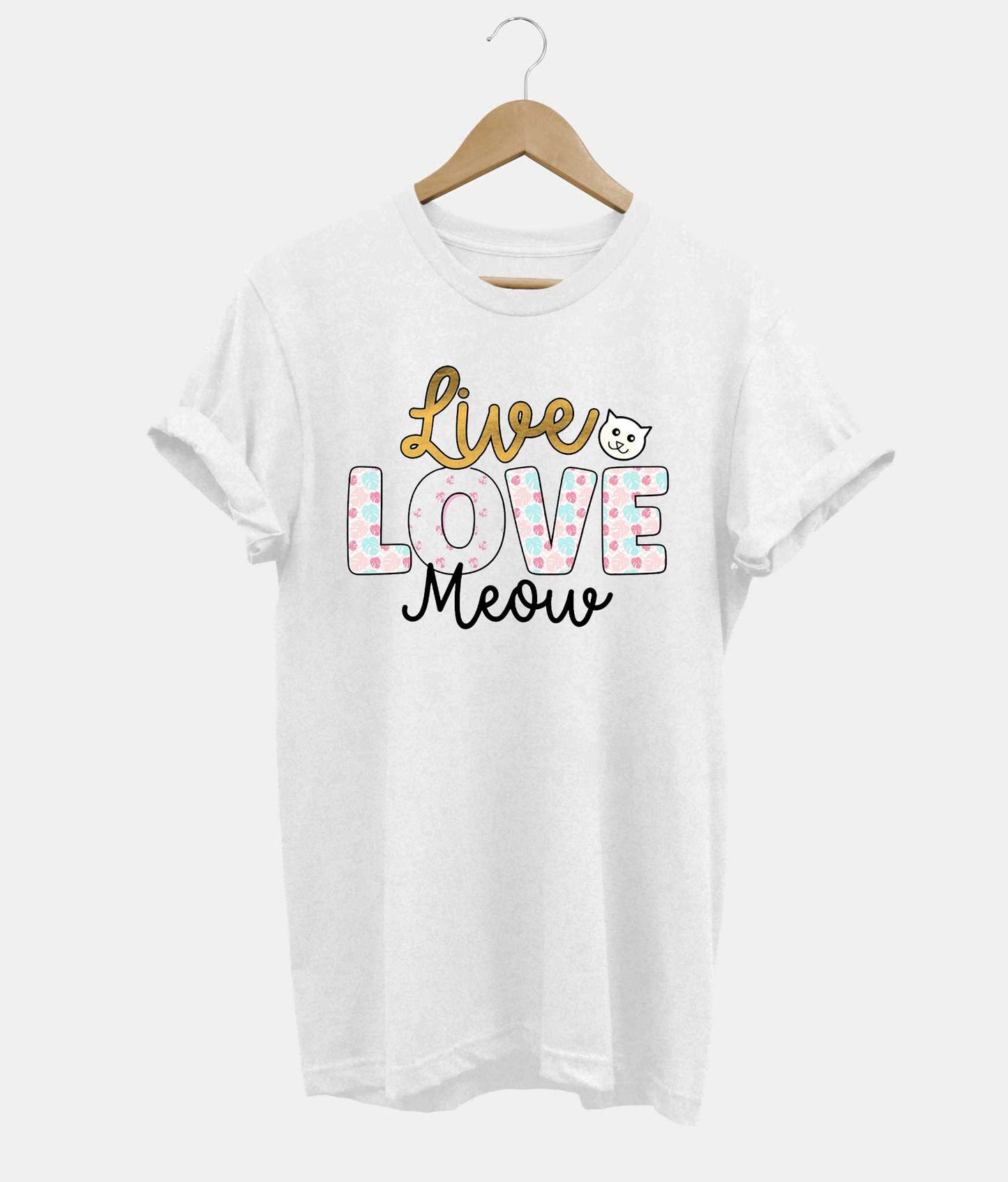 Live Love Meow t-shirt in white