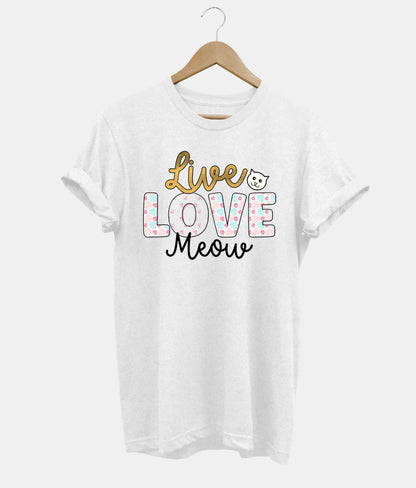 Live Love Meow t-shirt in white