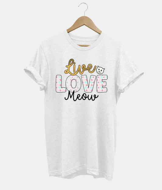 Live Love Meow t-shirt in white
