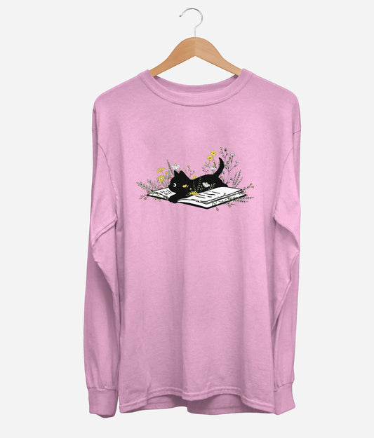 Kitten Books & Flowers Long Sleeve (Unisex)