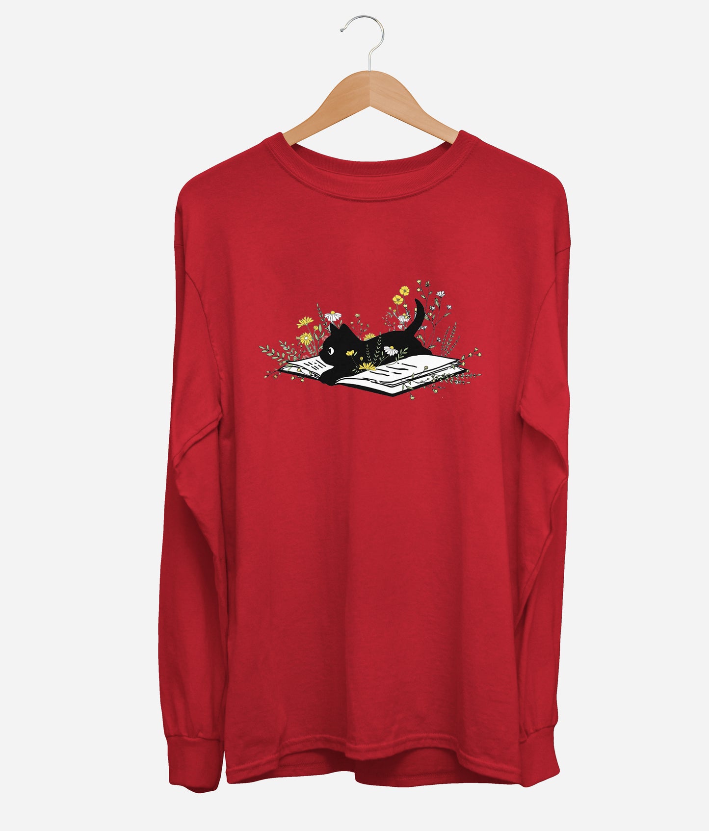 Kitten Books & Flowers Long Sleeve (Unisex)