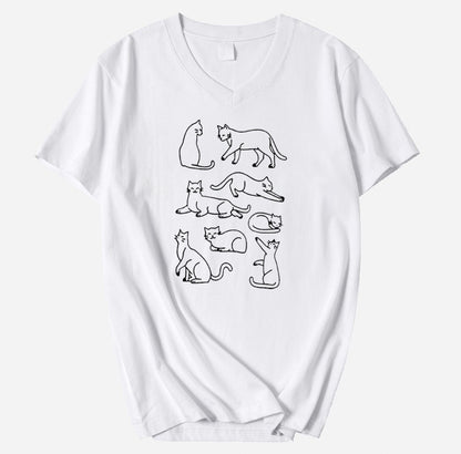 Cats Silhouette V-Neck