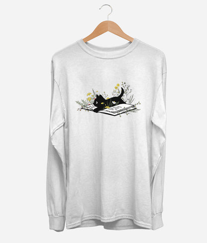 Kitten Books & Flowers Long Sleeve (Unisex)