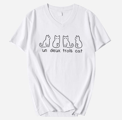 Un Deux Trois Cat V-Neck