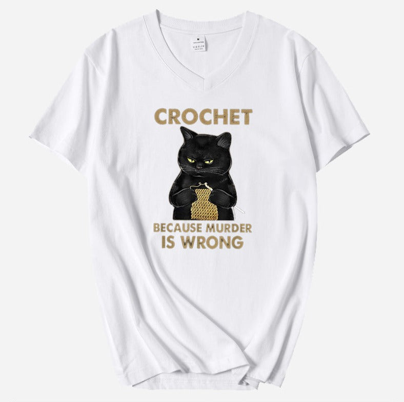 Crochet Cat V-Neck