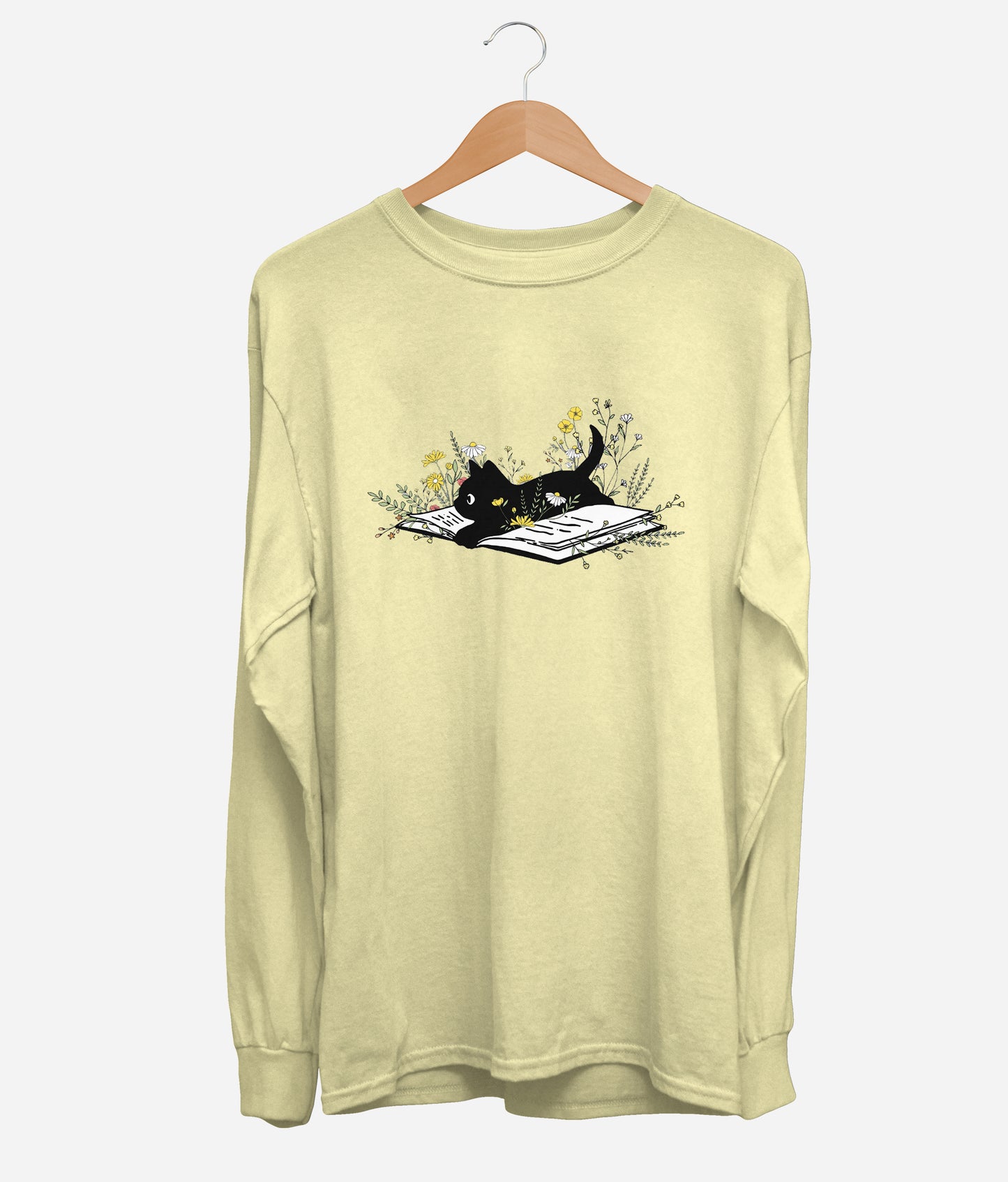 Kitten Books & Flowers Long Sleeve (Unisex)